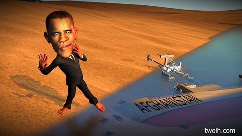 Cartoon: Obama toe (medium) by TwoEyeHead tagged islam,afghanistan,isis,syria,obama,usa