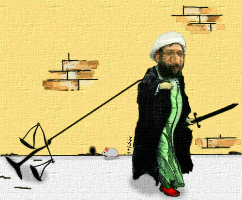 Cartoon: Iranian Justice Minister (medium) by Babak Massoumi tagged larijani,justice,minister,iran,babak,massoumi