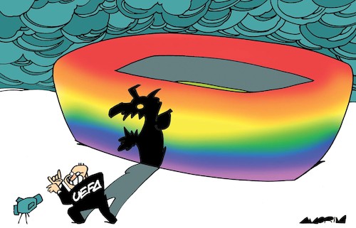 Cartoon: Allianz Stadium (medium) by Amorim tagged uefa,allianz,stadium,lgbtqia