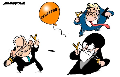 Cartoon: Balloons (medium) by Amorim tagged trump,netanyahu,alikhamenei,trump,netanyahu,alikhamenei