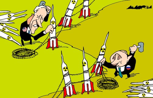 Cartoon: Borders (medium) by Amorim tagged usa,russia,nuclear,weapons,usa,russia,nuclear,weapons