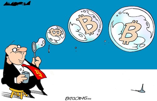 Cartoon: Bubbles (medium) by Amorim tagged bitcoin,criptocurrency,money