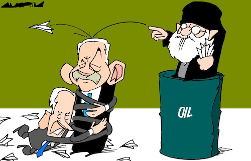 Cartoon: Calm down... (medium) by Amorim tagged israel,iran,usa,israel,iran,usa