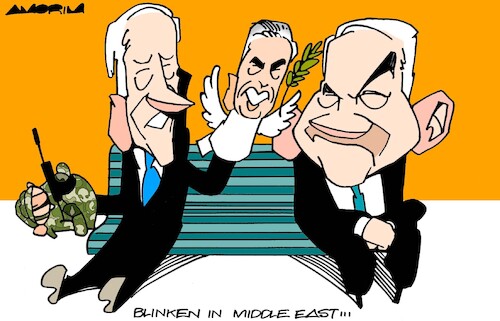 Cartoon: Doves (medium) by Amorim tagged blinken,biden,netanyahu,blinken,biden,netanyahu