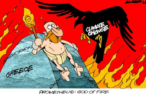 Cartoon: Fire (medium) by Amorim tagged greececlimate,change,prometheus,greececlimate,change,prometheus