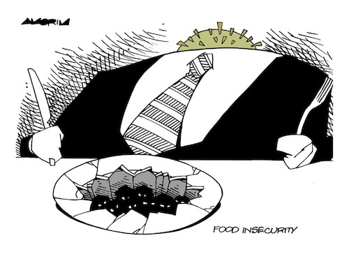 Cartoon: Food Insecurity (medium) by Amorim tagged nobel,peace,prize,2020,covid19