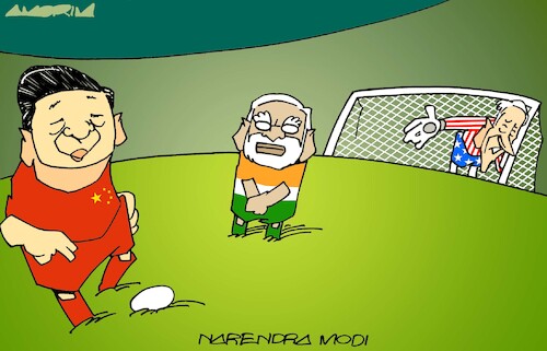 Cartoon: Free kicks (medium) by Amorim tagged xi,jimping,biden,narendra,modi,xi,jimping,biden,narendra,modi