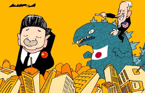 Cartoon: Godzilla x Kong The New Empire (medium) by Amorim tagged japan,usa,china,japan,usa,china