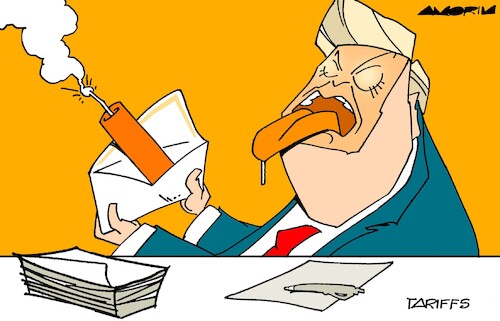 Cartoon: Love letters (medium) by Amorim tagged trump,tradewar,letters,tariffs,trump,tradewar,letters,tariffs