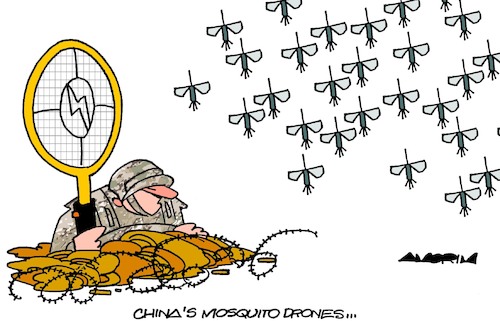 Cartoon: Mosquito drone (medium) by Amorim tagged china,drone,artificialinteligence,china,drone,artificialinteligence