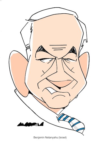 Cartoon: Netanyahu (medium) by Amorim tagged benjamin,netanyahu,bibi,israel