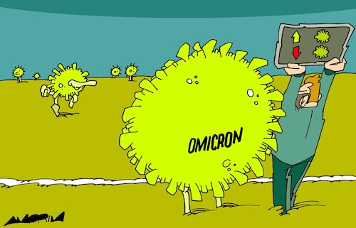 Cartoon: Omicron (medium) by Amorim tagged omicron,pandemic,variant
