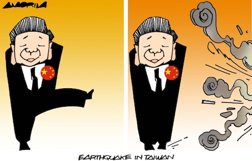 Cartoon: Other earthquakes (medium) by Amorim tagged xi,jimping,china,taiwan,xi,jimping,china,taiwan