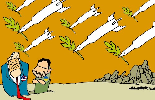 Cartoon: Peace talks (medium) by Amorim tagged trump,zelenski,putin,trump,zelenski,putin