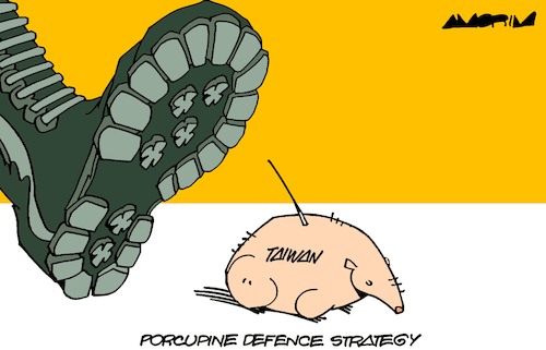 Cartoon: Porcupine (medium) by Amorim tagged china,taiwan,usa