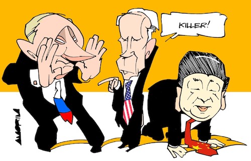 Cartoon: Pranks (medium) by Amorim tagged putin,biden,xi,jinping