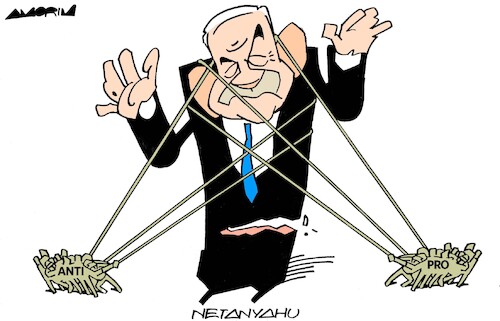 Cartoon: Pull the strings (medium) by Amorim tagged netanyahu,israel,gaza,netanyahu,israel,gaza