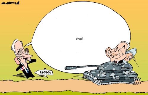 Cartoon: Road to Rafah (medium) by Amorim tagged rafah,netanyahu,biden,rafah,netanyahu,biden