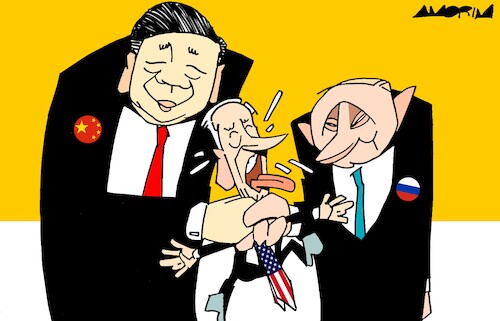 Cartoon: Shaking hands (medium) by Amorim tagged china,russia,usa,china,russia,usa