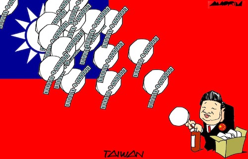 Cartoon: Spying ballons over Taiwan (medium) by Amorim tagged china,taiwan,elections,spying,ballons,china,taiwan,elections,spying,ballons