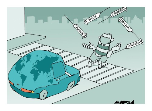 Cartoon: Street juggling (medium) by Amorim tagged covid19,vaccines,pandemic