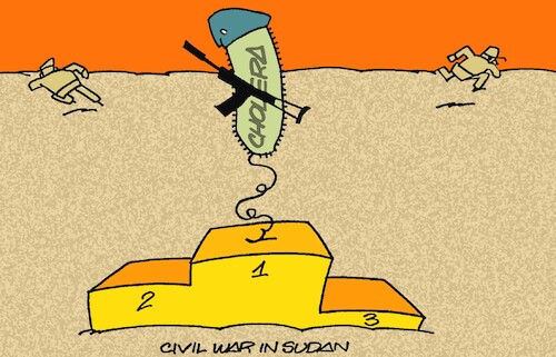 Cartoon: The great winner (medium) by Amorim tagged sudan,cholera,civilwar,sudan,cholera,civilwar
