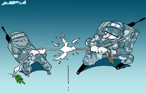 Cartoon: Tug of war (medium) by Amorim tagged israel,palestine,hamas,israel,palestine,hamas