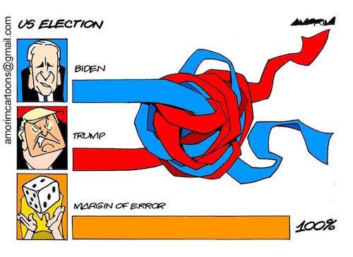 Cartoon: Vote counting (medium) by Amorim tagged trump,biden,us,election