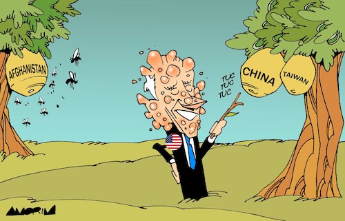 Cartoon: Wasps (medium) by Amorim tagged joe,biden,china,taiwan,usa