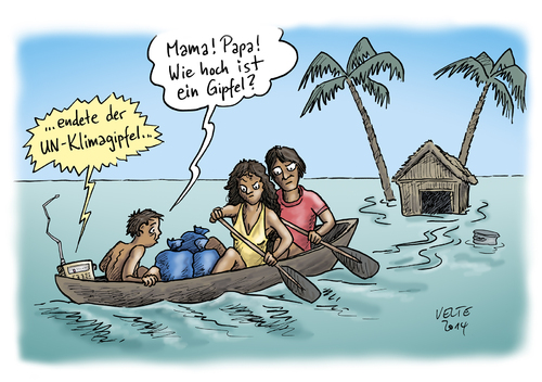 Cartoon: Klimagipfel (medium) by thomasvelte tagged klimagipfel,südsee,überschwemmung,einbaum,boot,familie,flucht,ozean,klimawandel