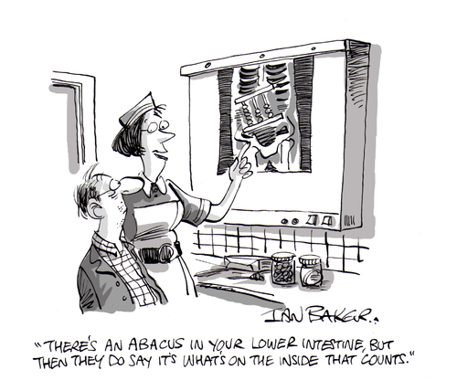 Cartoon: Abacus X Ray (medium) by Ian Baker tagged ian,baker,gag,cartoon,magazine,health,medical,hospital,doctor,xray,ray,chest,pun,abacus,nurse,patient,display,illness,humour,humor