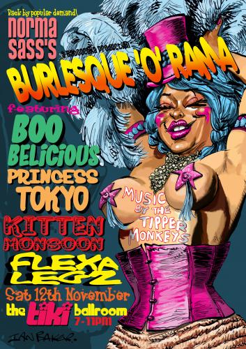 Cartoon: Burlesque Poster (medium) by Ian Baker tagged burlesque,stripper,nude,sexy,poster