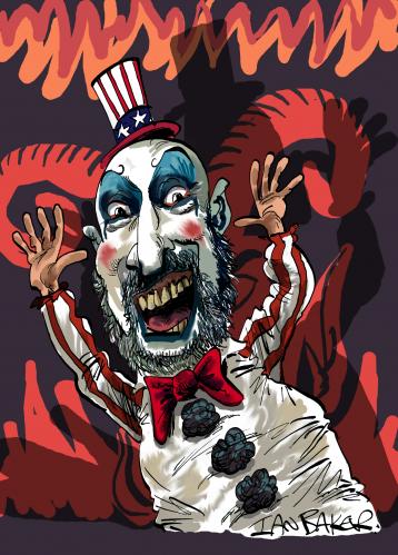 Cartoon: Captain Spalding (medium) by Ian Baker tagged sid,haig,captain,spalding,devils,rejects,horror,scary,film,caricature