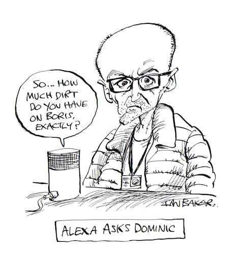 Cartoon: Dominic Cummings (medium) by Ian Baker tagged dominic,cummings,boris,johnson,uk,englad,government,ian,baker,cartoon,caricature,politics,lock,down,covid,19,corona,virus,rules,laws,scandal,alexa,google