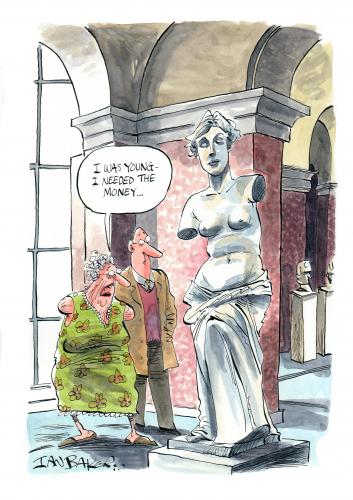 Cartoon: Exhibition piece (medium) by Ian Baker tagged venus,louvre,art,exhibition,museum,gallery