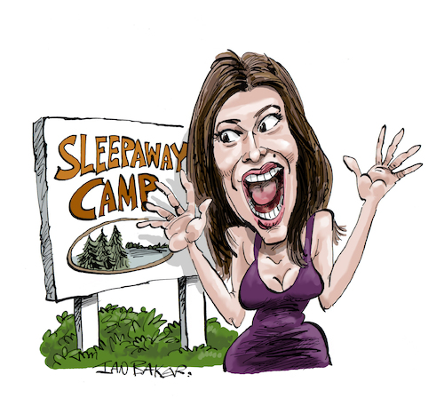 Cartoon: Felissa Rose (medium) by Ian Baker tagged felissa,rose,scream,queen,sleepaway,camp,horror,movie,film,80s,ian,baker,cartoon,caricature,illustration,parody,spoof,humour,comedy,expression,face,angela