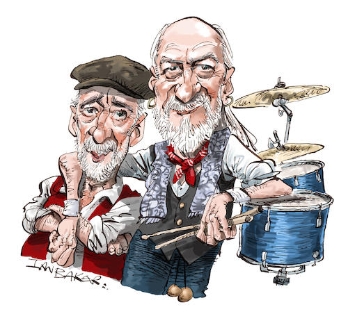 Cartoon: Fleetwood Mac (medium) by Ian Baker tagged ian,baker,cartoon,caricature,music,rock,sixties,seventies,fleetwood,mac,john,mcvie,mick,rumours,legends