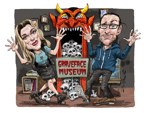 Cartoon: Graveface Museum (medium) by Ian Baker tagged graveface,museum,horror,sideshow,crime,murder,serial,killers,exhibition,savannah,georgia,usa,creepy,nostalgia,ian,baker,cartoon,caricature,artwork,illustration,chloe,manon,ryan,freaks,carnival