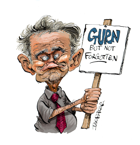 Cartoon: Gurner (medium) by Ian Baker tagged gurner,gurning,face,pulling,visage,head,ugly,funny,silly,banner,ian,baker,cartoon,caricature,spoof,parody,illustration,humour,humor,comedy,scary,frightening