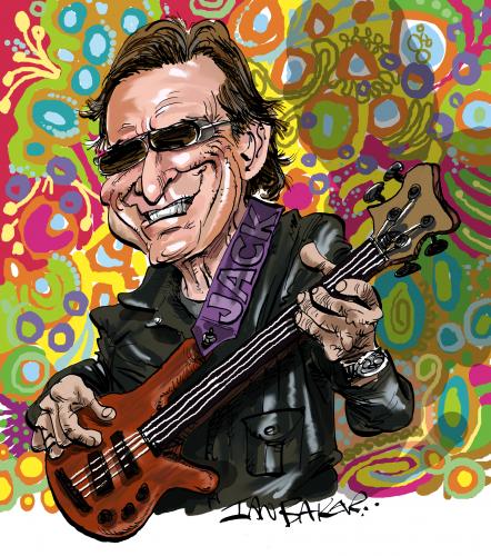 Cartoon: Jack Bruce (medium) by Ian Baker tagged jack,bruce,cream,clapton,rock,jazz,music,bass,guitar,60s,psychadelic