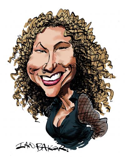 Cartoon: Joan Osborne (medium) by Ian Baker tagged joan,osborne,singer,pop,star,music,caricature,famous