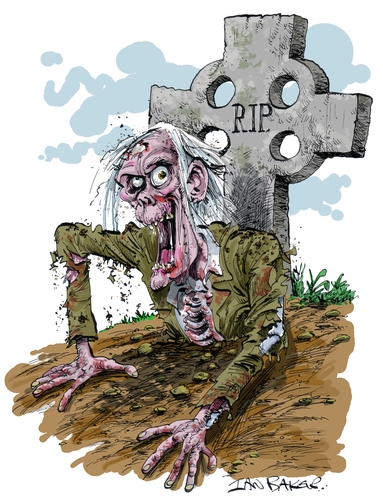 Cartoon: Kate Beaumonts Zombie (medium) by Ian Baker tagged zombie,horror,living,dead,scary,halloween,grave,skeleton