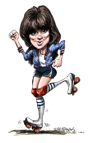 Cartoon: Linda Ronstadt (medium) by Ian Baker tagged linda,ronstadt,music,sexy,seventies,eagles,roller,skates,rock,ballads,retro,ian,baker,caricature,cartoon,portrait