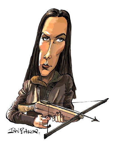 Cartoon: Melina Havelock (medium) by Ian Baker tagged melina,havelock,carole,bouquet,james,bond,007,for,your,eyes,only,spy,film,caricature,crossbow