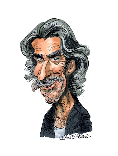 Cartoon: Sam Elliott (medium) by Ian Baker tagged sam,elliott,roadhouse,actor,action,eighties,fight,moustache,ian,baker,cartoon,caricature,wade,garrett