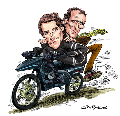 Cartoon: Street Hawk (medium) by Ian Baker tagged street,hawk,jesse,mach,norman,tuttle,rex,smith,joe,regalbuto,motorbike,bike,action,tv,caricature