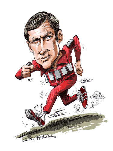 Cartoon: The Six Million Dollar Man (medium) by Ian Baker tagged six,million,dollar,man,bionic,lee,majors,seventies,action,70s,tv,caricature,ian,baker,celebrity,tracksuit,adidas