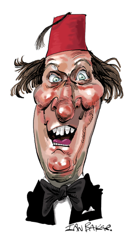Cartoon: Tommy Cooper (medium) by Ian Baker tagged tommy,cooper,comedian,tv,caricature,magic
