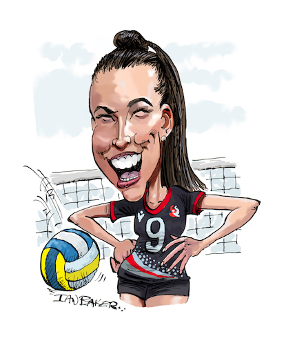 Cartoon: Yulia Gerasimova (medium) by Ian Baker tagged yulia,gerasimova,ian,baker,cartoon,caricature,funny,satire,parody,spoof,sports,sport,ukrainian,soviet,union,roleski,grupa,odessa,euroleague,middle,blocker