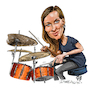 Cartoon: Anika Nilles (small) by Ian Baker tagged anika,nilles,music,musician,drummer,drums,percusion,rythm,rock,jazz,snare,cymbels,ian,baker,cartoon,caricature,parody,spoof,satire,illustration,jeff,beck,band,tour,group